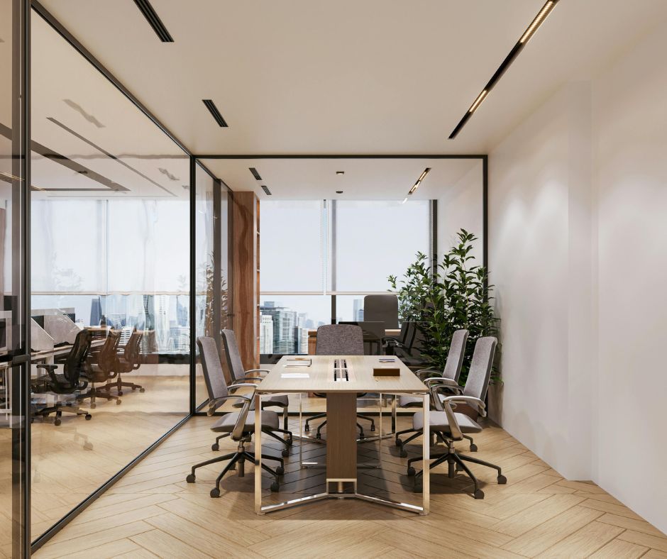 Ufficio temporaneo arredato all’interno di un business center professionale